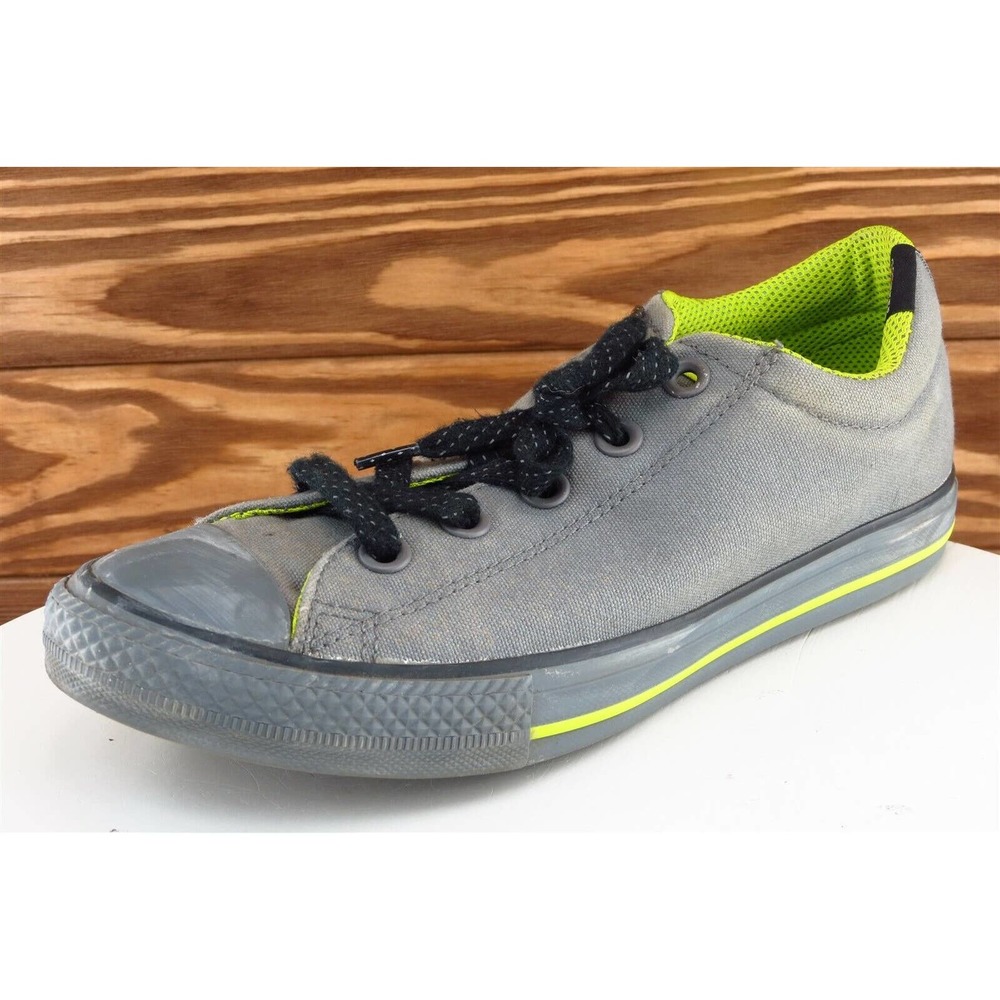 Converse All Star Youth Boys Shoes Sz‎ 4 M Gray Fabric Low Top